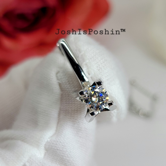 1CT. T.W. Moissanite round cut latch back earrings in sterling silver - Picture 6 of 14